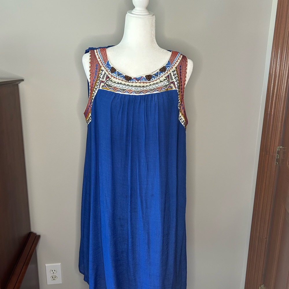 Westport Blue Dress with Embroidered Details